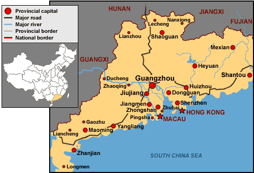 Mapa provincia Guangdong